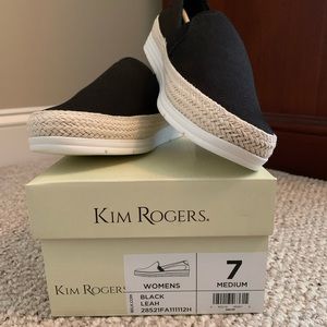 NWT & Box Kim Rogers Black Canvas Flats